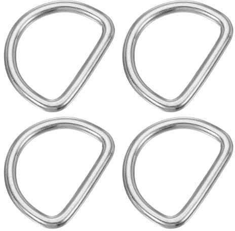 PATIKIL 1,5 Metall D-Ringe, 4 Stück 304 Edelstahl D-Ring Geschweißte Solide Dee Ringe DIY Zubehör für Gürtel Nähen Hundehalsbänder Gurtbänder, 4x30mm