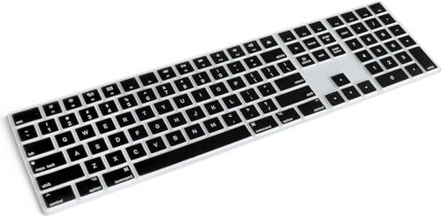 Silikon-Tastaturabdeckung für 2017 Magic Keyboard mit Ziffernblock MQ052LL/A (A1843), US-Layout-Schutz, Zubehör, nicht kompatibel mit Touch-ID-Tastatur, Schwarz