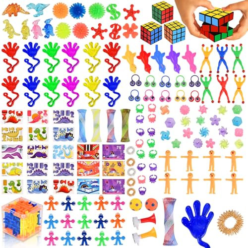 Tigvio 150pcs Mitgebsel Kindergeburtstag Set Fidget Toys, Kleine Gastgeschenke Kinder für Pinata Füllung, Give Aways Kindergeburtstag Geeignet als Kinder Party Spielzeug
