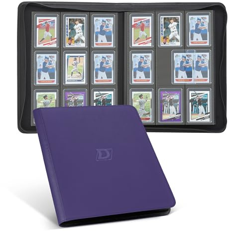 Deoyibu Toploader Sammelkarten Album Toploader Binder 100% für 288 Sammelkarten Toploader,9-beidseitigen Card Binder mit PU-Leder für 3x4 Rigid Toploader Card Ordner für TCG, MTG etc., Violett