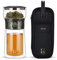 ZENS Modern Teekanne Glas mit Sieb, One-Touch Teezubereiter für Losen Tee mit 270ml Isolieren Becher, Portable Tea Maker for Tee Zubereitung mit Tragetasche, Cooles Drachen-Muster