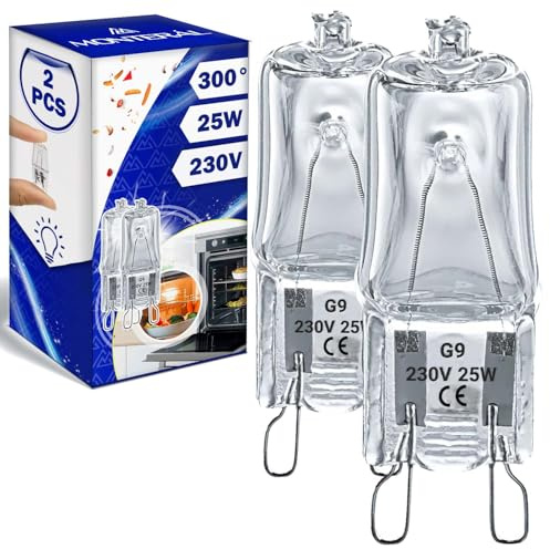 2 x Halogen Backofenlampe G9 25W 300°С 00607291 für Bosch für Siemens