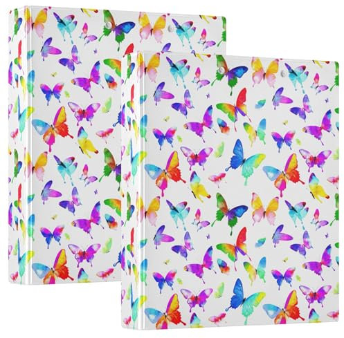 Raccoglitori colorati ad acquerello bianco 3,8 cm 3 anelli tenere 200 fogli Cartelle per notebook alla moda raccoglitore ad anelli rotondi, 31,5 x 27 x 6 cm, confezione da 2