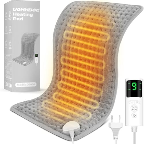 UOHHBOE Heating Pad 24x12 75W with 9 Heat Levels and Auto Shut Off | 24x12 Heating Pad, 9 Temperature Levels, 4 Timers, Machine Washable Cover For Back, Neck And Shoulders