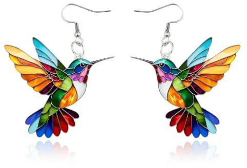 JUGUTA Bunte Kolibri Ohrringe, 2D Neue Modevogel Hänge Ohrringe, Acryl Tiere Hänge Ohrringe Für Frauen, Kolibri Schmuck Geschenke