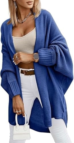 Saodimallsu Cardigan da donna a maniche lunghe, oversize, cardigan aperto, leggero, lungo, casual, elegante, tinta unita