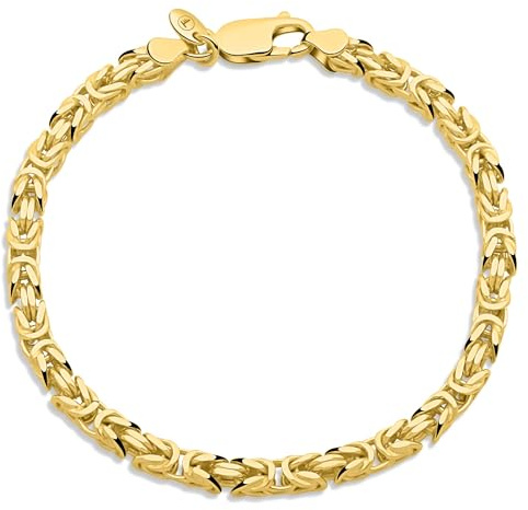 Tony Fein Königsarmband 3,8mm 585er 14 Karat Gelbgold Vergoldet Hochglanzpoliert Schmuck für Damen und Herren Made in Italy