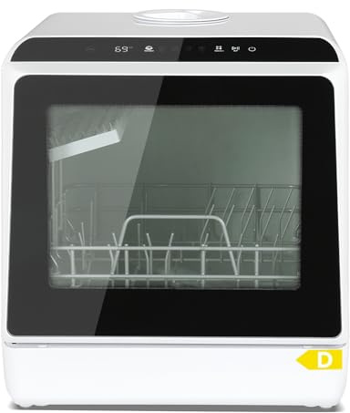 eklipt Mini Geschirrspüler für 3 Gedecke,Tischgeschirrspüler Freistehender Tragbarer mit 5+1 Programme mit Trocknungsfunktion, Spülmaschine Integriertem 5 Liter Wassertank, mit/ohne Wasseranschluss
