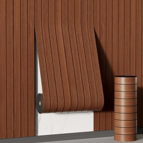 Arthome 3D Autocollants Panneau Mural Decoratif,ImperméAbles Effet Bois Panneaux,Papier Peint épais Bois Insonorisant pour Les Murs du Salon, de La Cuisine Et Du Bureau,Noyer 40x610cm