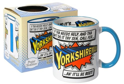 Yorkshireman Mug Superhero Funny Comedy Yorkshire Gift for Man Mug - Gift Boxed Football Cup - Present Idea for Fan Supporter Christmas for him
