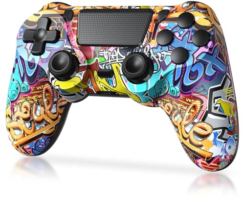 TIANHOO Controlador inalámbrico compatible con PS4/Pro/Slim, con retroalimentación de vibración, detección de movimiento, panel táctil, barra de luz, compartir, conector de auriculares de 3.5 mm