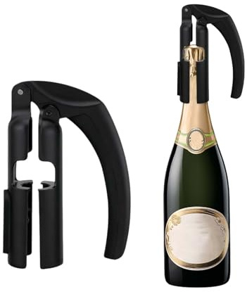 ZHYUAN Apribottiglie da spumante, Apribottiglie da champagne e vino, Apribottiglie di champagne, adatto per riunioni di famiglia, bar, feste del vino, la lega di alluminio è durevole (nero)