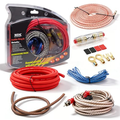 Kit de Câblage Amplificateur de Voiture, 5m, 4GA Kit Cablage Installation, Amplificateur de Voiture, Kits D'installation D'amplificateur, Kits de Fil De Haut-Parleur de Voiture pour Plupart Voitures