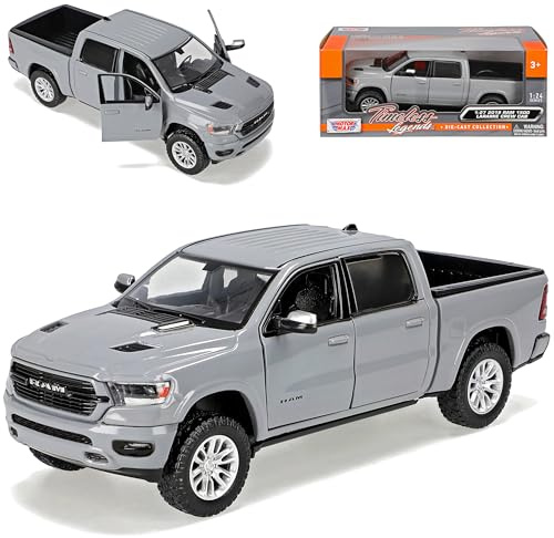 alles-meine.de GmbH Dodge Ram 1500 Pick-Up Doppelkabine Keramik Grau 5. Generation Ab 2019 1/27 1/24 Motormax Modell Auto mit individiuellem Wunschkennzeichen