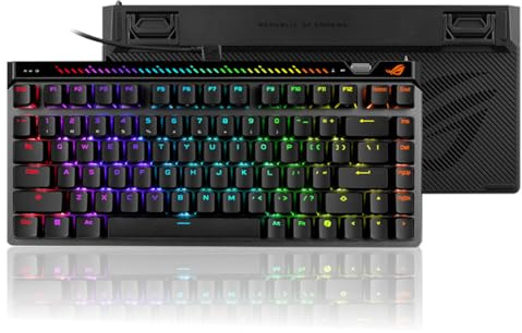 ROG Falchion Ace 75 HE Gaming-Tastatur mit im laufenden Betrieb austauschbaren magnetischen HFX V2X-Schaltern, Rapid Trigger Toggle, 8000-Hz-Abtastrate, Einstellrad, PBT-Tastenkappen (Schwarz)