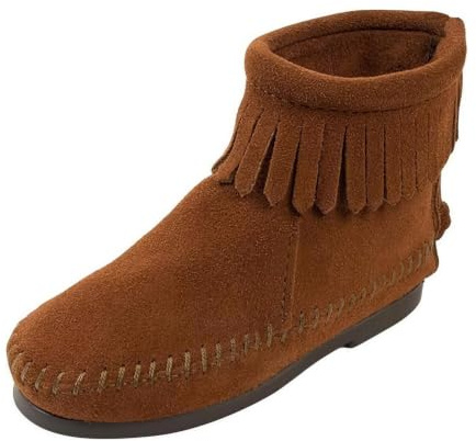 Minnetonka Women's Back Zipper Bootie, Hardsole Brown, 7 M US