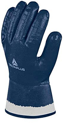 Deltaplus NI17509 Handschuh Mit Nitrilbeschichtung - Leinenstulpe 6 Cm, Blau, Größe 09