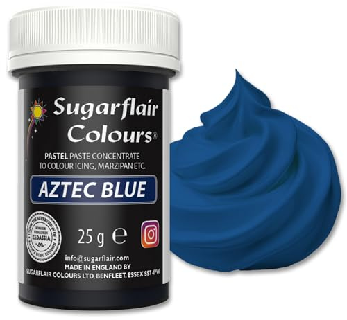Sugarflair Aztec Blue Food Colouring Paste 25g | Concentrated Aztec Blue Food Dye for Fondant, Buttercream, Cake Decorating and More - Vegan, Kosher, Bake-Stable