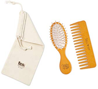 TEK - Geldbeutel-Kit: Rado Kleine ovale Bürste und kleiner Kamm Orange mit Baumwolltasche, handgefertigt in Italien