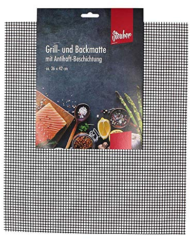 10 Stück Steuber Grillmatte, antihaftbeschichtet, zuschneidbar, 42 x 36 cm, als Backpapier Ersatz verwendbar