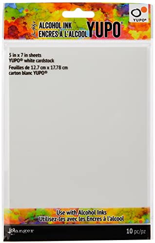 Ranger THoltz Alcohol Ink Paper 5x7 White YUPO Alkohol Tinte, weiß, Blech, 10 Stück, 5x7, c1