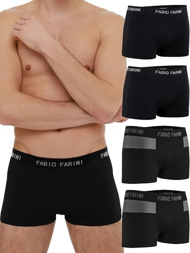 Fabio Farini 4er-Pack Seamless Boxershorts Unterhosen Männer | Microfaser, Nahtlose Retroshorts für Herren im Multi-Set