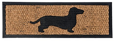 HOMESCAPES Door Mat Black Dog 100% Natural Coir 25 x 75 cm with Rubber Non-Slip Back Indoor and Outdoor Doormat