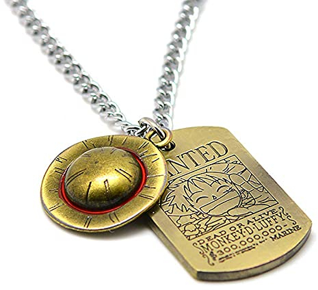 yakangda Anime One Piece Luffy Skeleton The Straw Hat Pirates Rope Chain Pendant Necklace Cap Cosplay