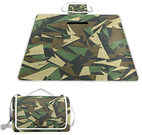 BALII Picknickdecke, Militär-Camouflage, wasserdichte Rückseite, für Outdoor, Strand, Camping