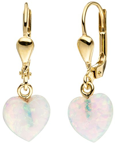 Jobo Damen-Ohrhänger Herz aus 8 Karat 333 Gold mit Opal