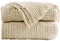 SHADDOCK Baumwolle Gestrickte Decke 4 Jahreszeiten Bettdecke- 130x180cm Ultra Weiche überwurf Decke Wohn-Kuscheldecke für Baby Couch Bett Sofa Stuhl Auto Büro (Streifenmuster, Beige)