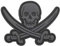 Calico Jack Totenkopf Piraten Jolly Roger PVC Taktisches Patch kompatibel mit Velcro Patches für Rucksäcke (Blackout Subdued)