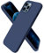 ORNARTO Compatible with iPhone 12 Pro Max Case 6.7”, Slim Liquid Silicone Full Covered Soft 3 Layers Gel Rubber with Microfiber Case Cover 6.7 inch-Navy Blue