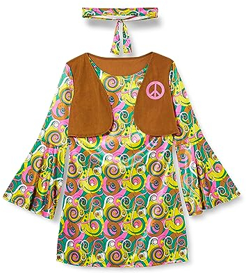 amscan 9906992 - Damen Psychedelic Hippie Kostüm für Erwachsene, Größe 38-40