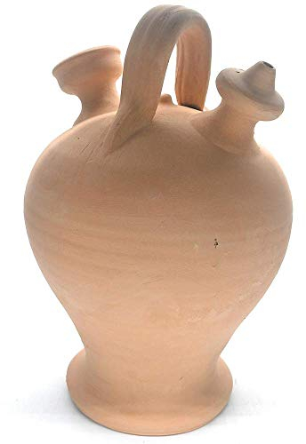 Botijo de barro natural hecho a mano 25 x 15 cm 1,5 l
