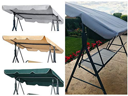 Adjustable Replacement Canopy for 2 & 3 Seater Garden Swing Seat, Hammock Cover for Garden Furniture, Outdoor Swing Chair Canopy for Patio, Porch, and Garden Swing Set (195cm x125cm, Beige)