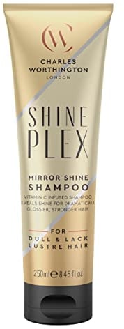 Charles Worthington ShinePlex Mirror Shine Shampoo, für stumpfes Haar, pflegendes Shampoo für krauses Haar, Salon-Shampoo zur Steigerung des Glanzes, 250 ml