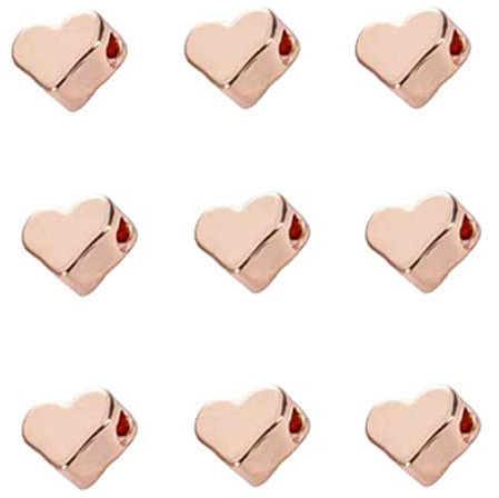 Houhounb Heart Beads Metal Beads 6 mm Beads Craft for Bracelets Necklace Jewellery Making DIY Fashion Jewellery Crafts Pendant Beads Rose Gold Pack of 25