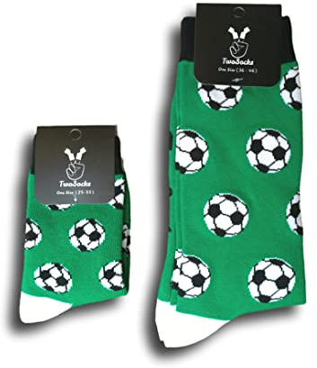 TwoSocks lustige Socken, Fussballsocken Vater Sohn Partnerlook, Mutter und Sohn Partnerlook, 2x Socken Set, Einheitsgröße