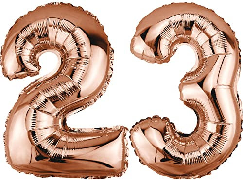 DekoRex Folienballon Rosegold 40cm Geburtstag Jubiläum Hochzeit Deko (Zahl 23)