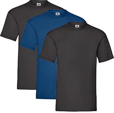 Fruit of the Loom Valueweight T-Shirt Various Colour Sets S M L XL XXL 3XL 4XL 5XL, 2 x black, 1 x navy, 1 x notepad, 3XL