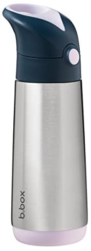 b.box Bouteille d'eau isotherme de 500 ml : garde les boissons froides jusqu'à 15 heures, chaude jusqu'à 8 heures. Bouteille d'eau triple paroi en acier inoxydable pour enfants avec paille en silicone