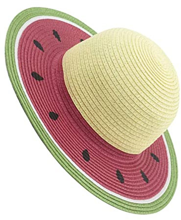 jojofuny Strohhut mit Sonnenblende elegant hüte männermütze caps Hawaiianisches Fancy- Fischerhut für Damen lässiger Hut weicher Strand-Sonnenhut Sonnenschutz Wassermelone Eltern-Kind Gras