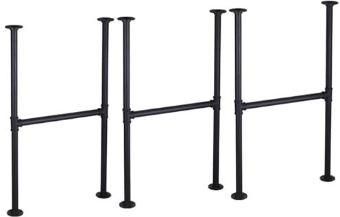 MUZIK 3 Pack 28 Inch Industrial Table Leg Set, Black Painted Metal Pipes Vintage Furniture for Coffee and End Table Legs, 28 in H x 16 in W, 3/4 Inch Pipe Fittings
