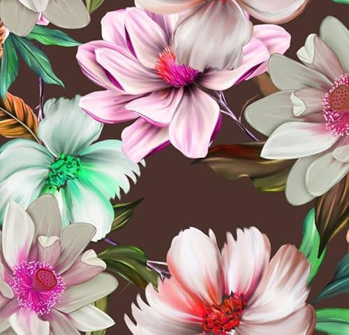 HEKO PANELS Stoff Oxford Wasserdichte Meterware CanvasPolyester Stoff Zum Nähen Nähstoffe Möbelstoffe Dekostoffe Handwerken Wasserabweisend Blickdicht Blumen Braun 100 x 155 cm