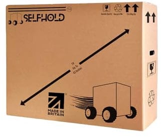 SelfHold TV Boxes for Moving House - Available Size 22 inch to 85 inch - Double Wall Solid Cardboard TV Box for Packing, Storing, Shipping | With Handles and Extra Strength (85)
