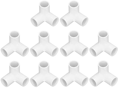 10 STÜCKE 3-Wege-Rohrverschraubungen, PVC-Winkelverschraubungen, 3-Wege-Rohrverschraubungen, PVC-Kunststoff, Rechtwinkliger T-Eckverbinder, 20 Mm Innendurchmesser (Weiß)