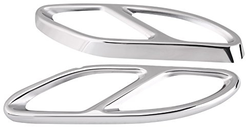 TKSE Auspuffblende, 1 Paar Edelstahl Auto Auspuffblenden Abdeckung, Auspuff Endrohrblenden für Mercedes Benz GLC C E Klasse C207 Coupe 14-17(Silber)