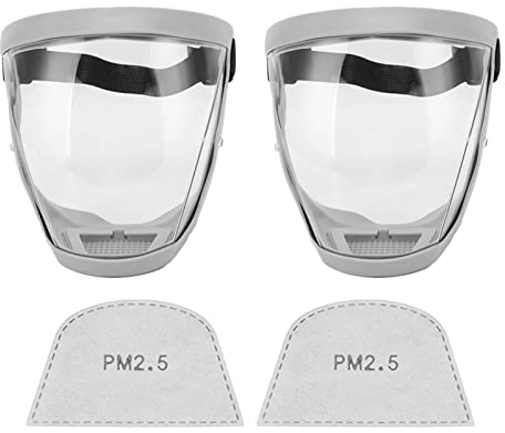 Gesichtsschutzschild, 2 Stück Vollgesichtsschutz, staubdicht, transparent, Gesichtsschutz für Kinder, Erwachsene, Männer, Frauen, Wiederverwendbarer Spritzschutz für das Gesicht (Erwachsener Grau