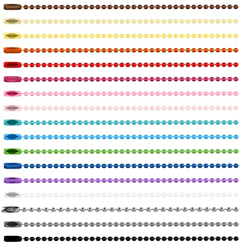 100 Stück Kette Für Schlüsselanhänger Bunte Kugelkette Edelstahl Metall Hängekette Mit Verbindern Für Anhänger 80er Neon Bead Halskette Schmuckzubehör Bastelprojekte Hängende Ornamente